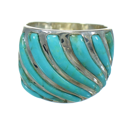 Turquoise Inlay Sterling Silver Jewelry Ring Size 4-1/2 RX86337